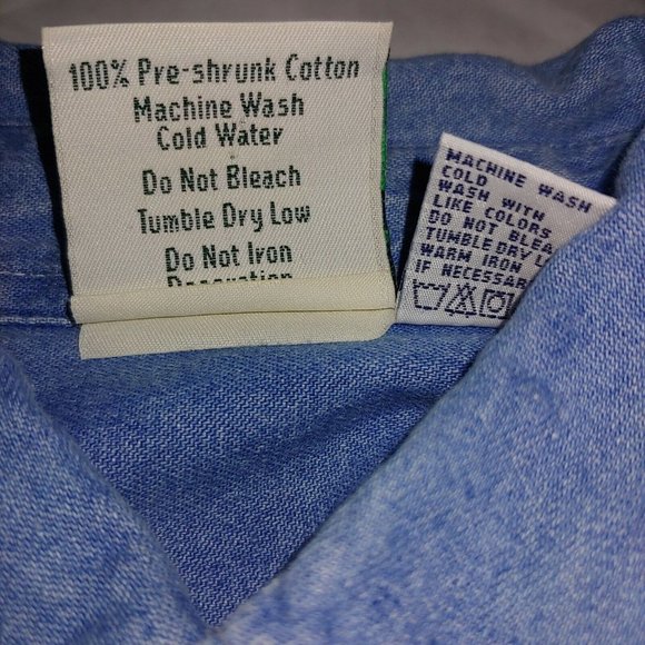 Vintage Wright Brothers National Memorial Men S Button Down Shirt Blue Chambray - Picture 5 of 7